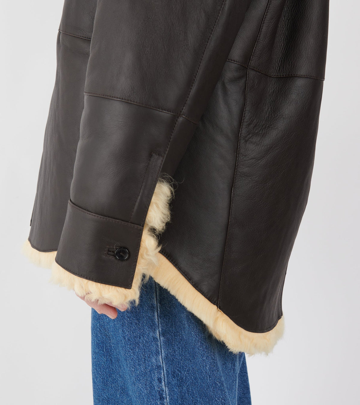 Shearling Shirt Jacket Coffee Brown/Pale Yellow