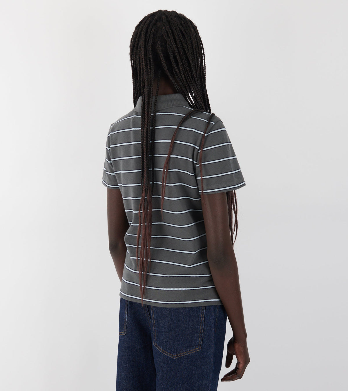 Julieta Striped S/S Polo Dark Grey