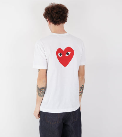 U Double Big Red Heart T-shirt White