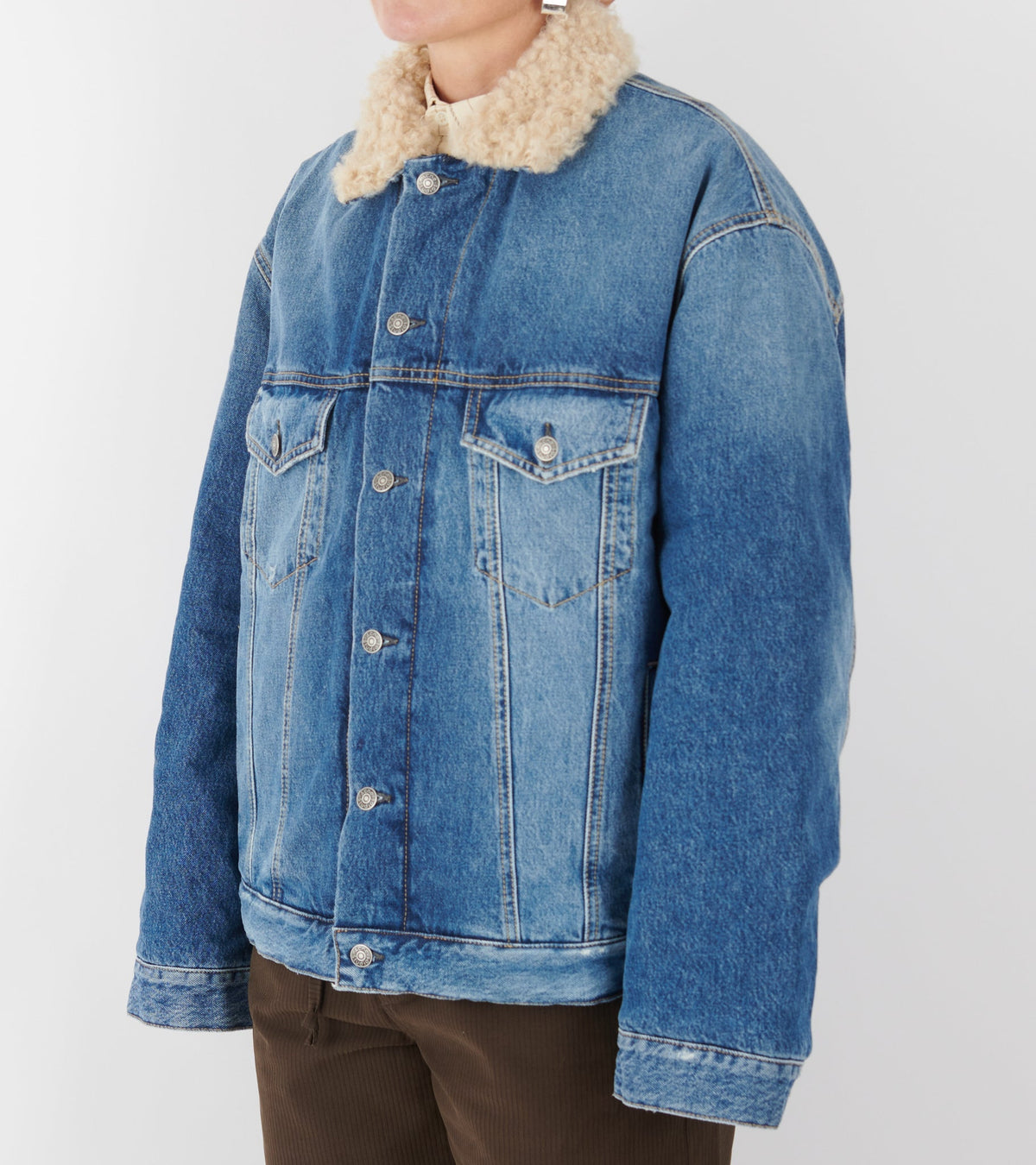 Denim Shearling Jacket Mid Blue