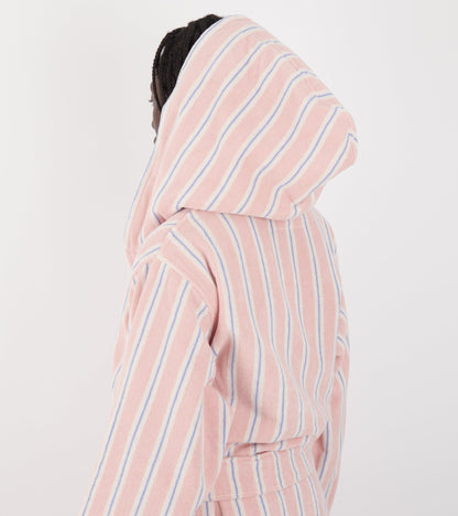 Hooded Bathrobe Candy Stripes