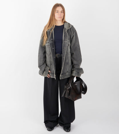 Hooded Denim Jacket Washed Black