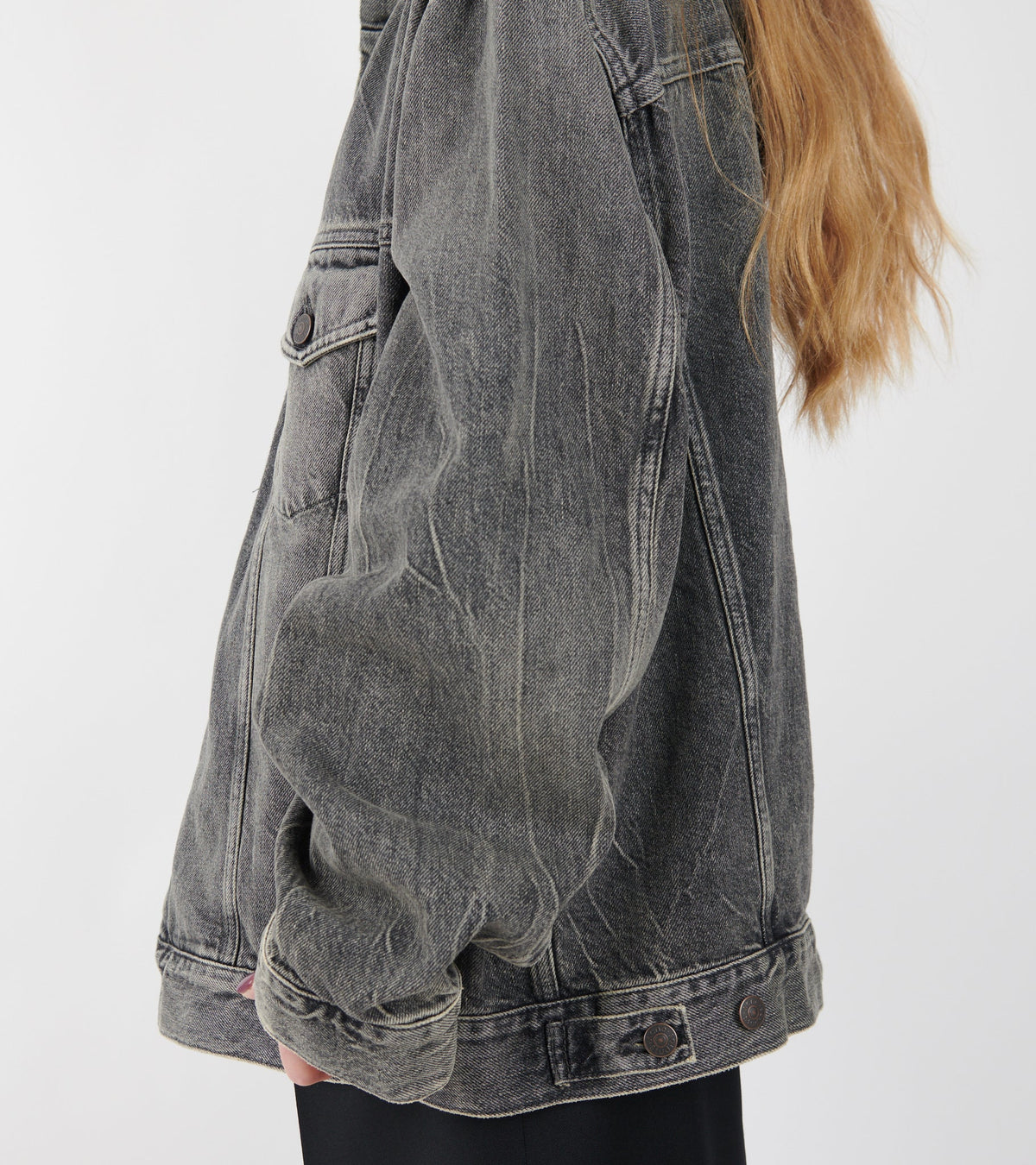 Hooded Denim Jacket Washed Black