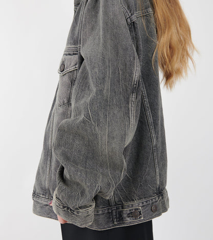Hooded Denim Jacket Washed Black