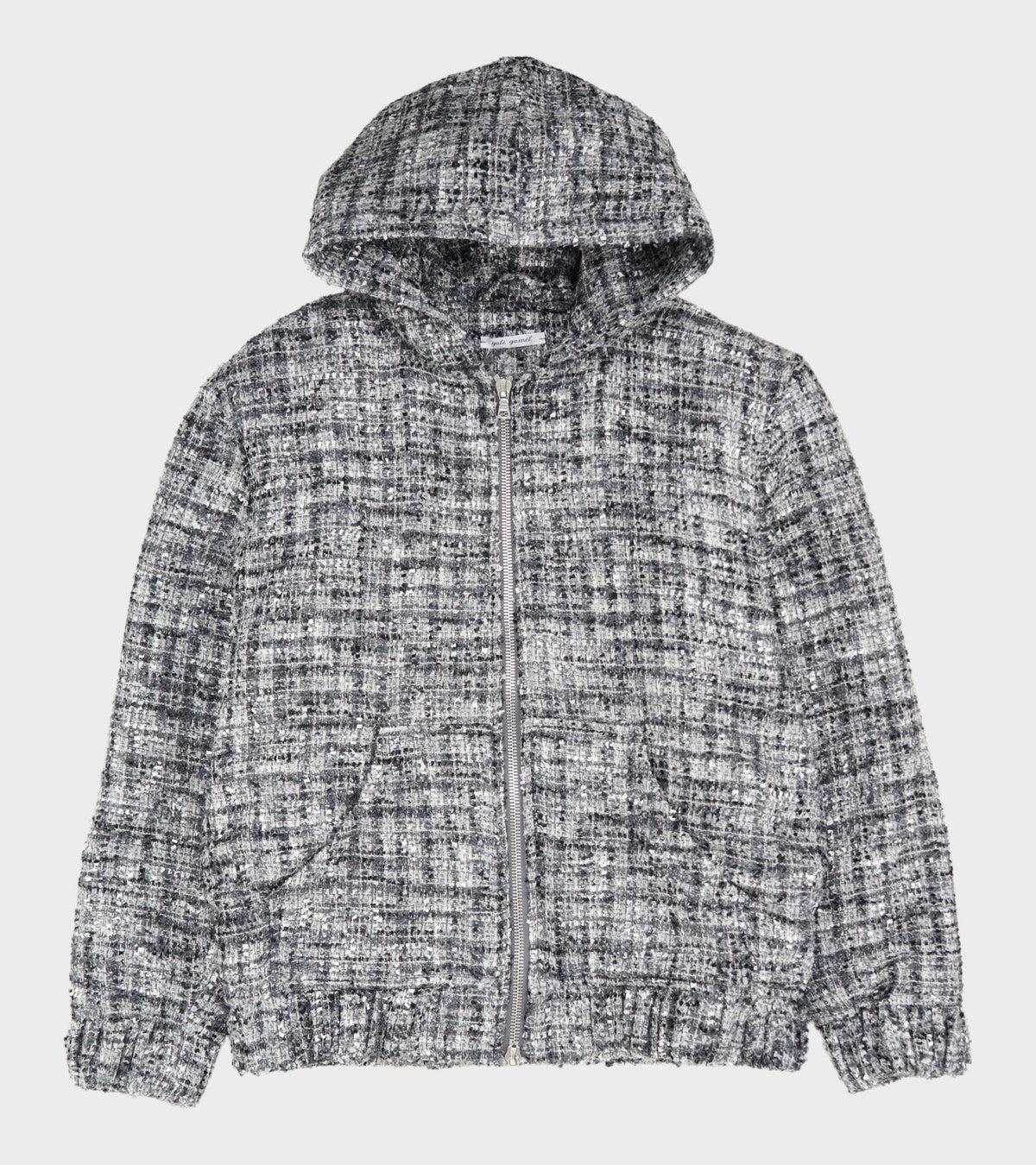 Bouclé Hooded Zip-up Jacket Classic Grey