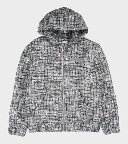 Bouclé Hooded Zip-up Jacket Classic Grey