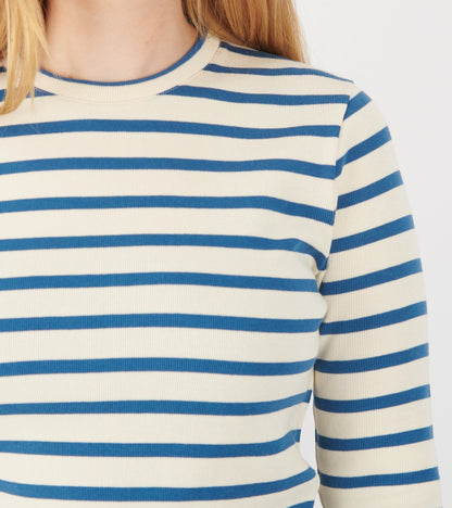 Ribbed Cotton Jersey Stripe L/S T-shirt Cornsilk