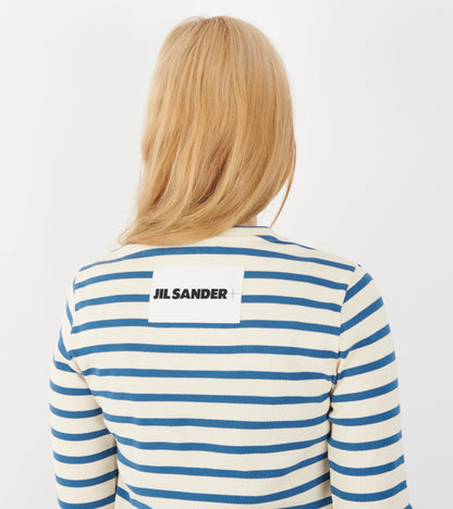Ribbed Cotton Jersey Stripe L/S T-shirt Cornsilk