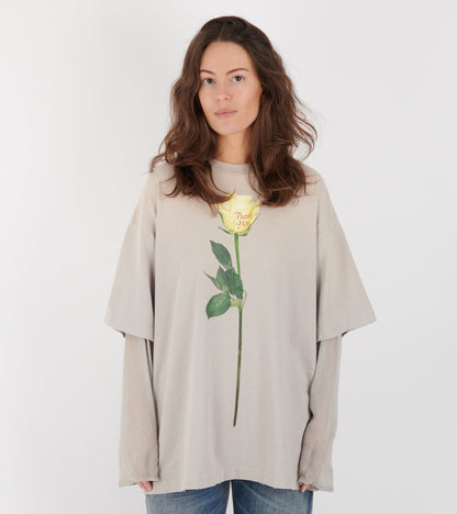 Layered Print T-shirt Light Grey
