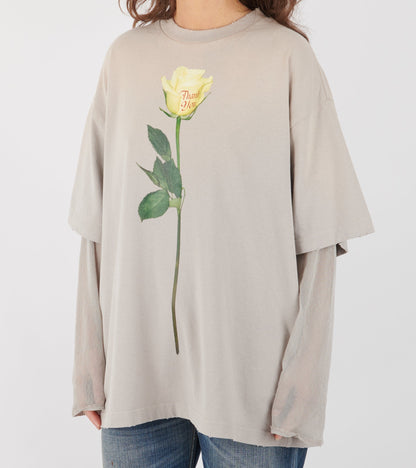 Layered Print T-shirt Light Grey