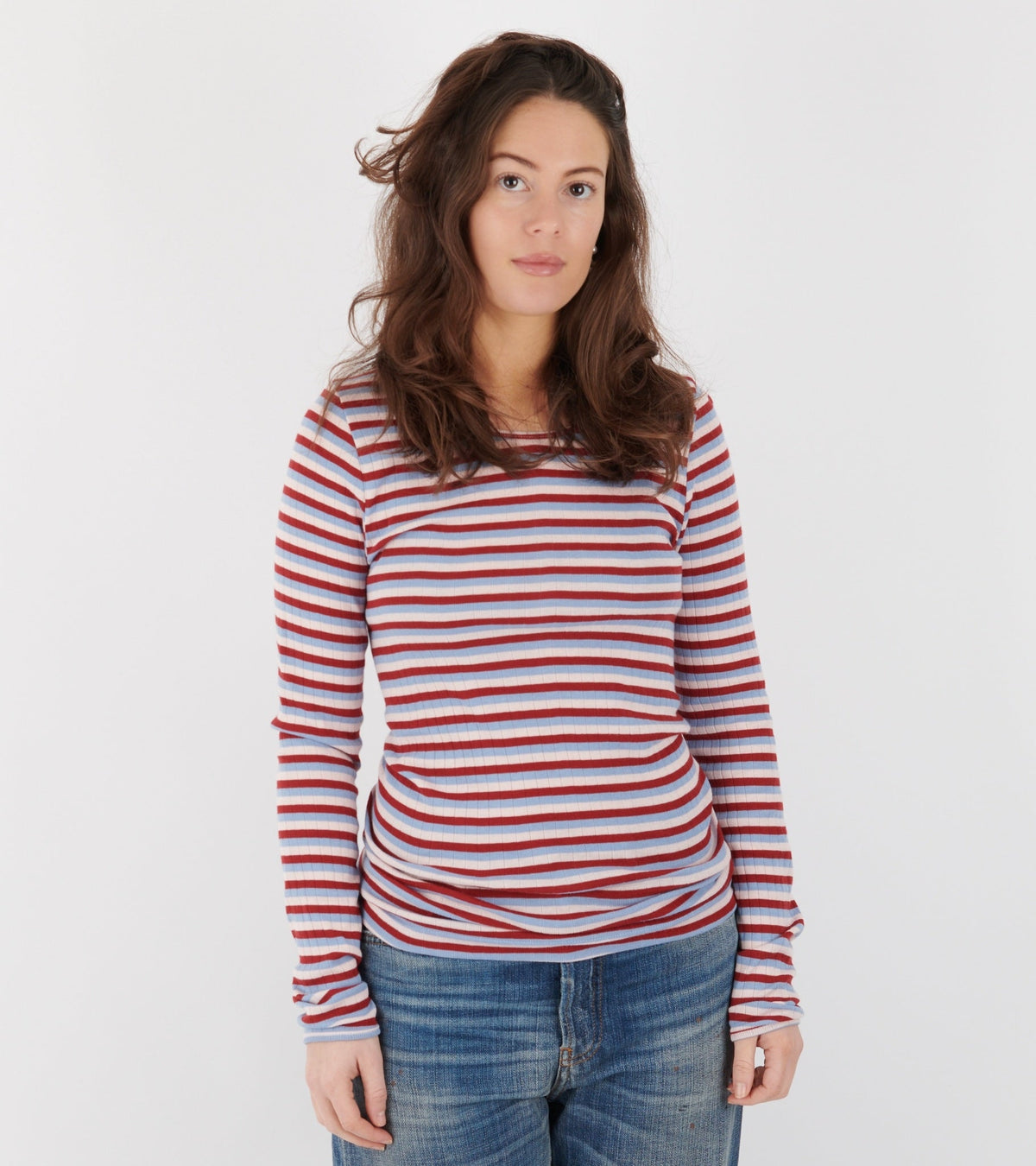 101 Rib Tricolore Light Blue/Strawberry/Winery