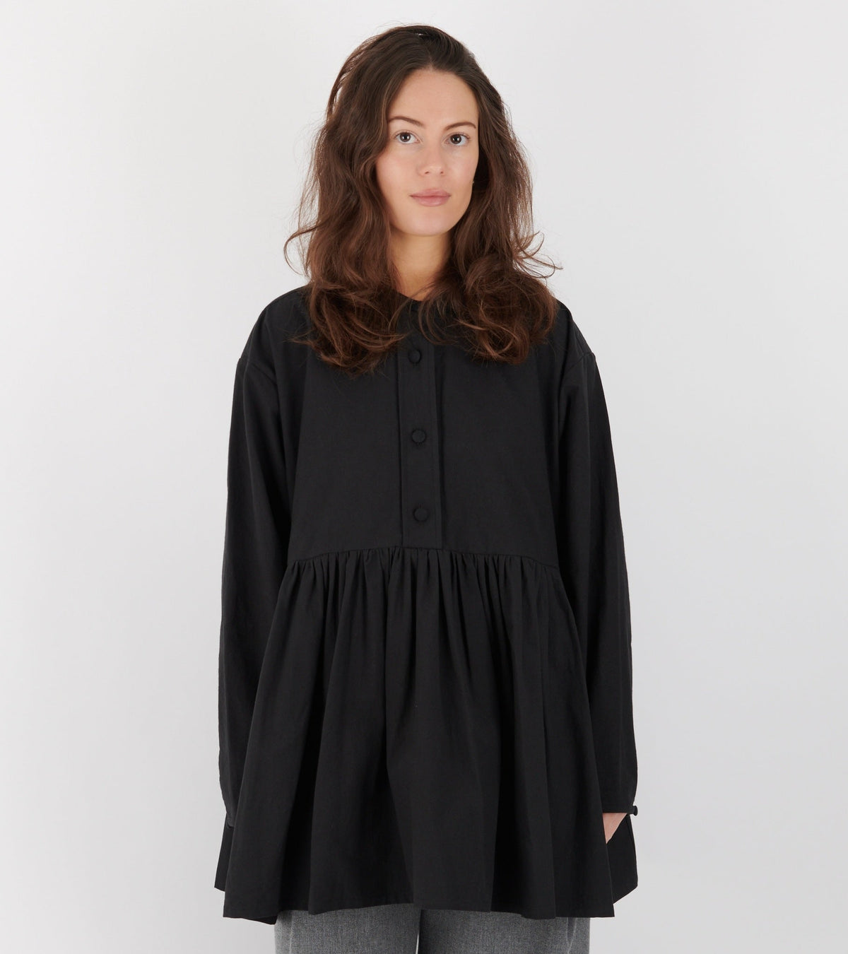 Japanese Cotton Penny Top Black