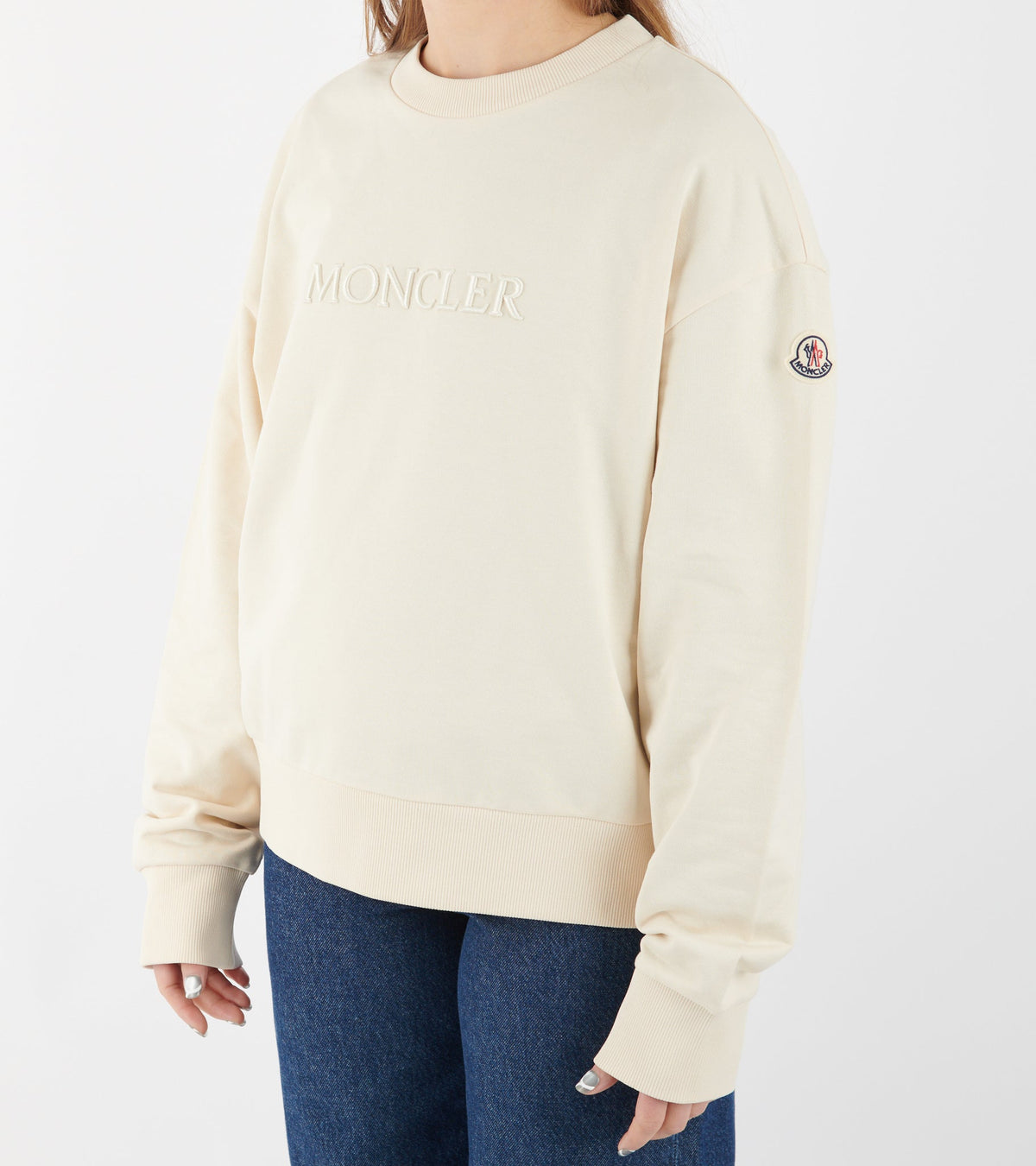 Embroidered Logo Cotton Sweatshirt White Ivory