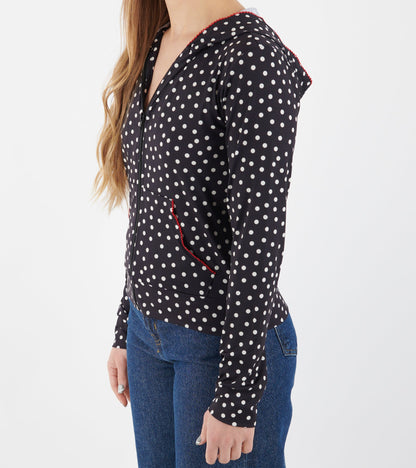 Jersey Hoodie Black Dots