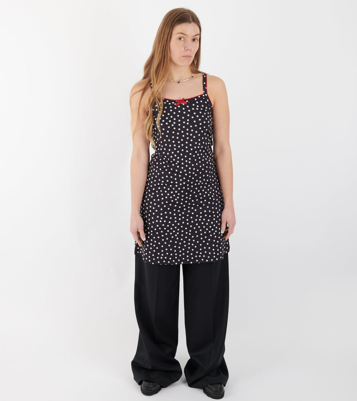 Slip Dress Black Dots