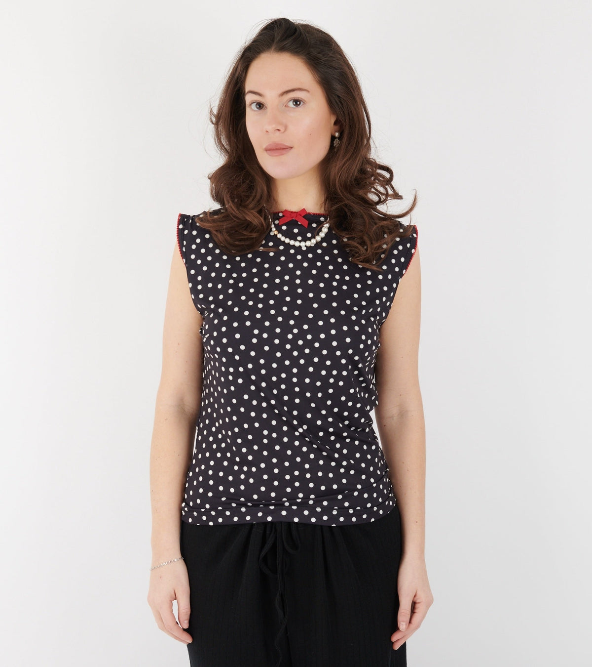Alexa Jersey Top Black Dots