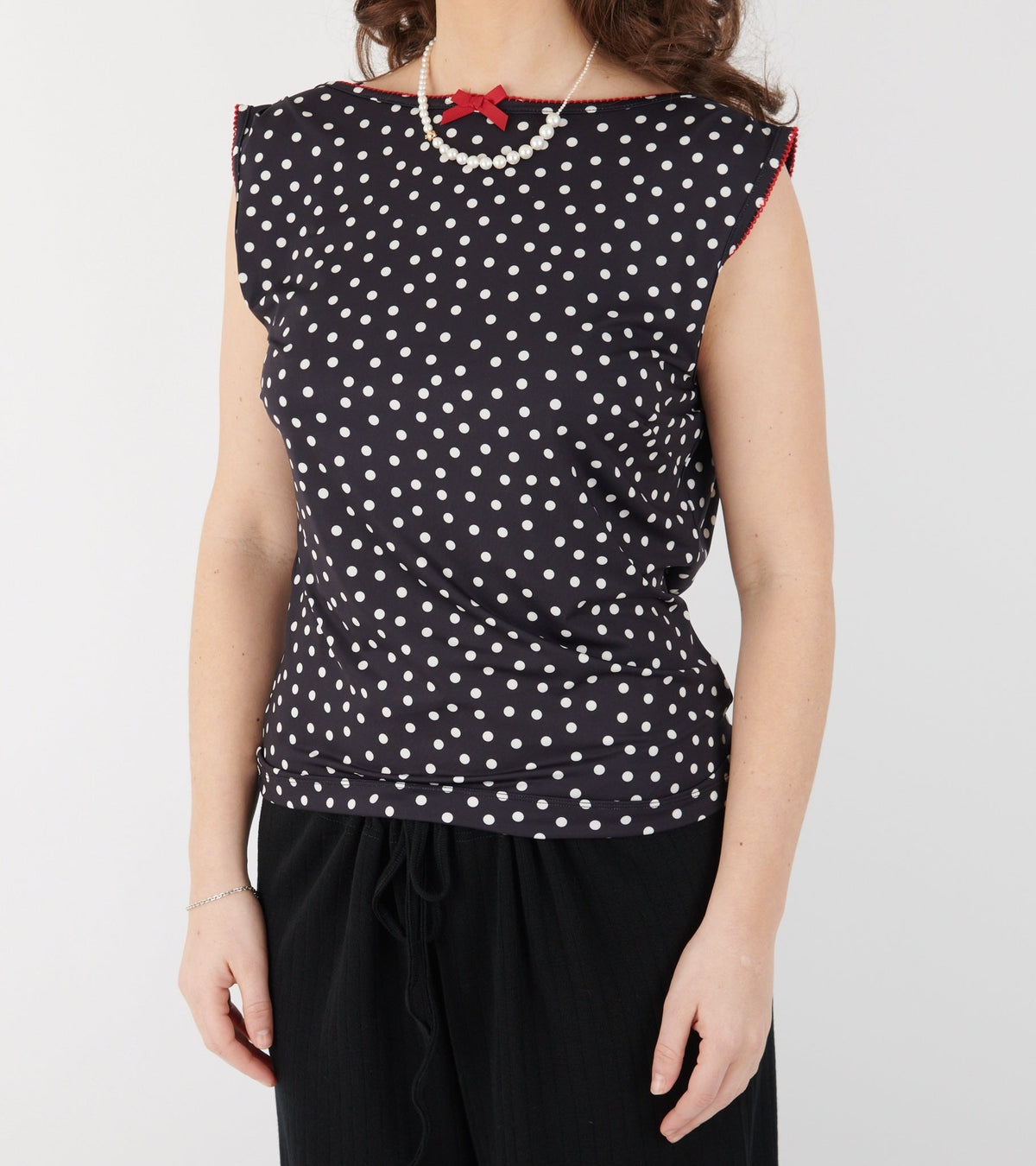 Alexa Jersey Top Black Dots