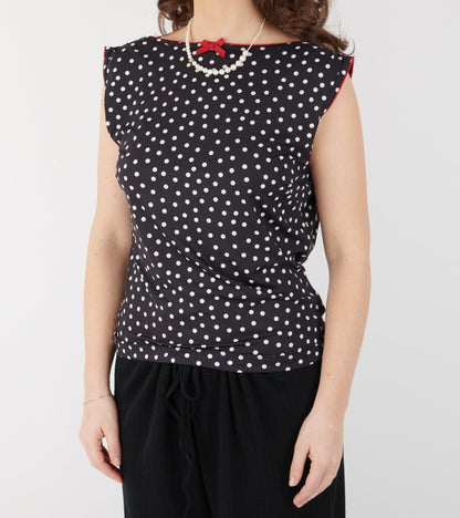Alexa Jersey Top Black Dots