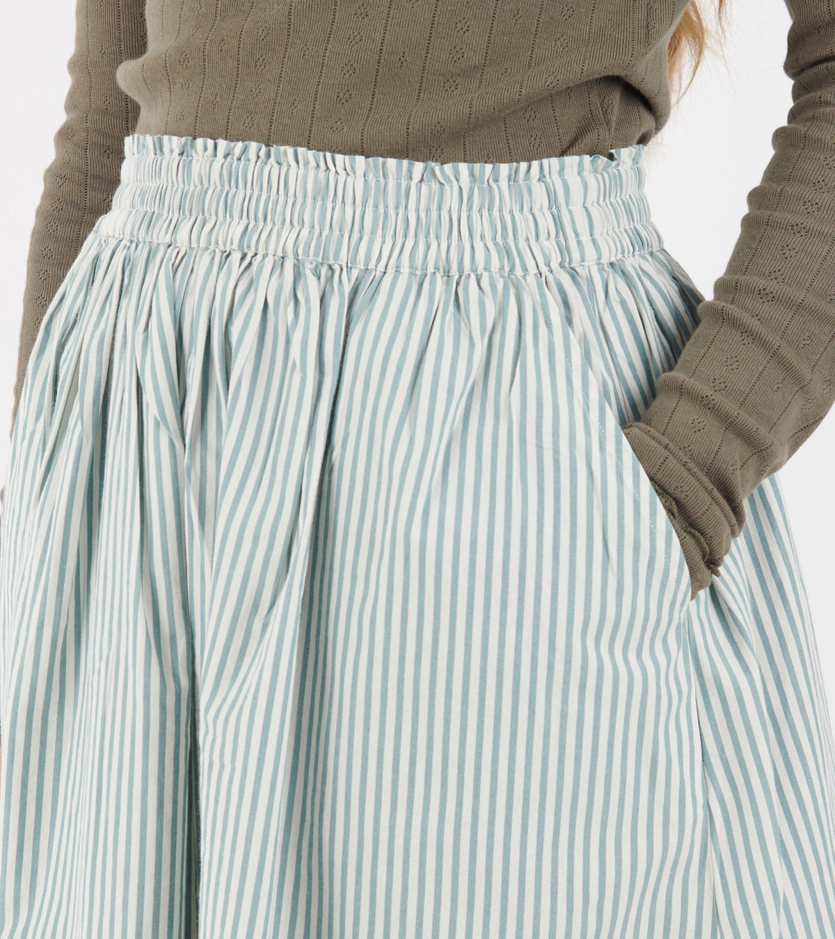 Dagny Skirt White/Aqua Stripe
