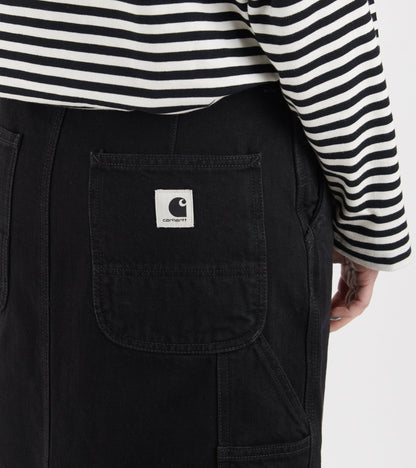 W Single Knee Skirt Black Stone Washed
