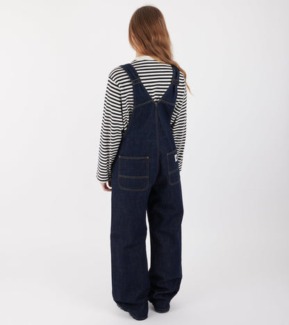 W Bib Overall Straight Blue Rinsed