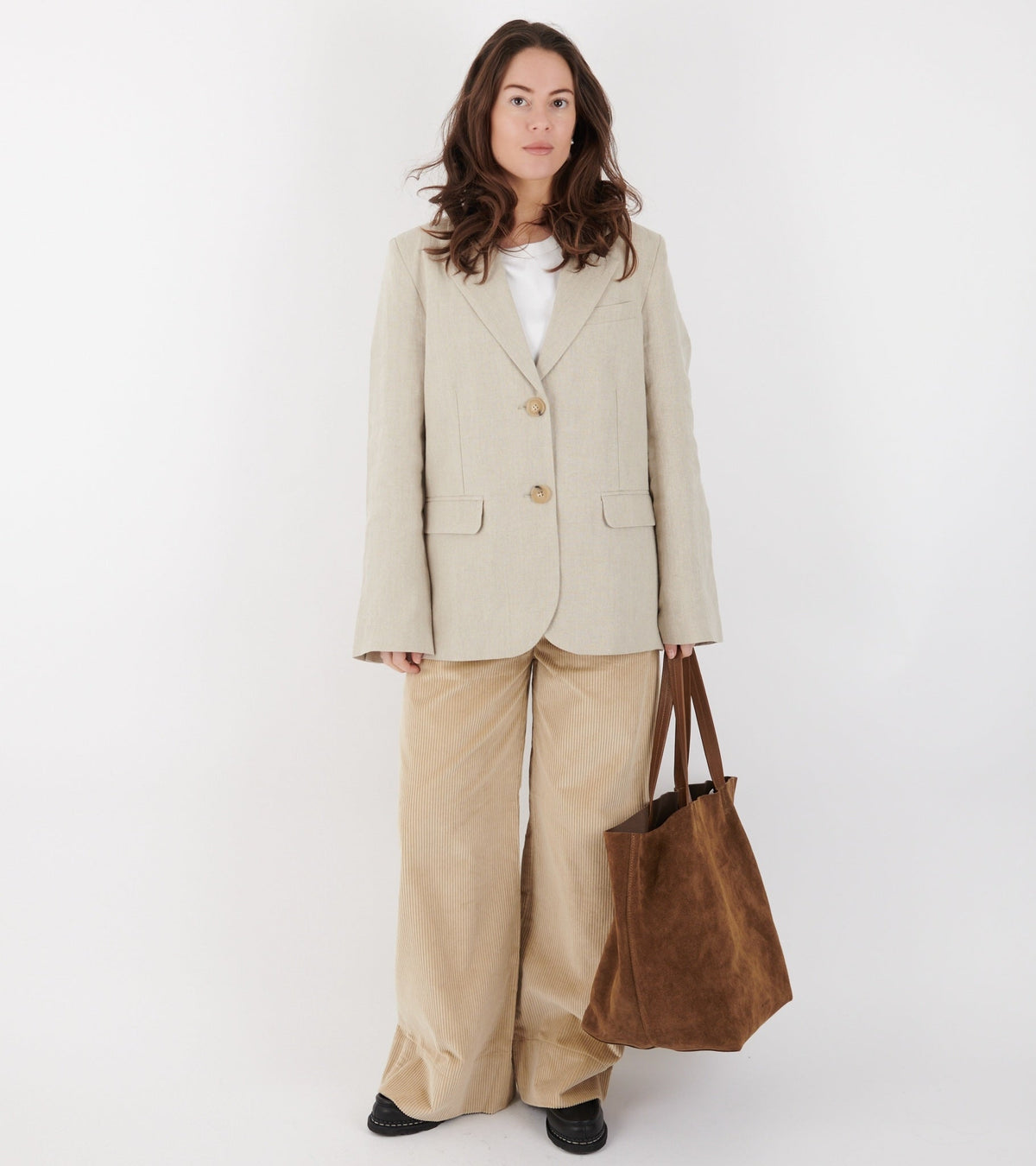 Full Grain Suede Leather Tote Bag Militare Brown