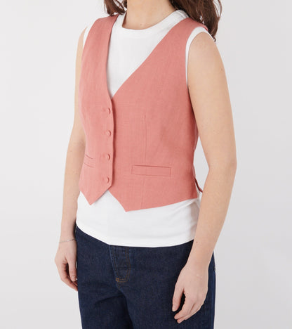 Linen Vest Raspberry