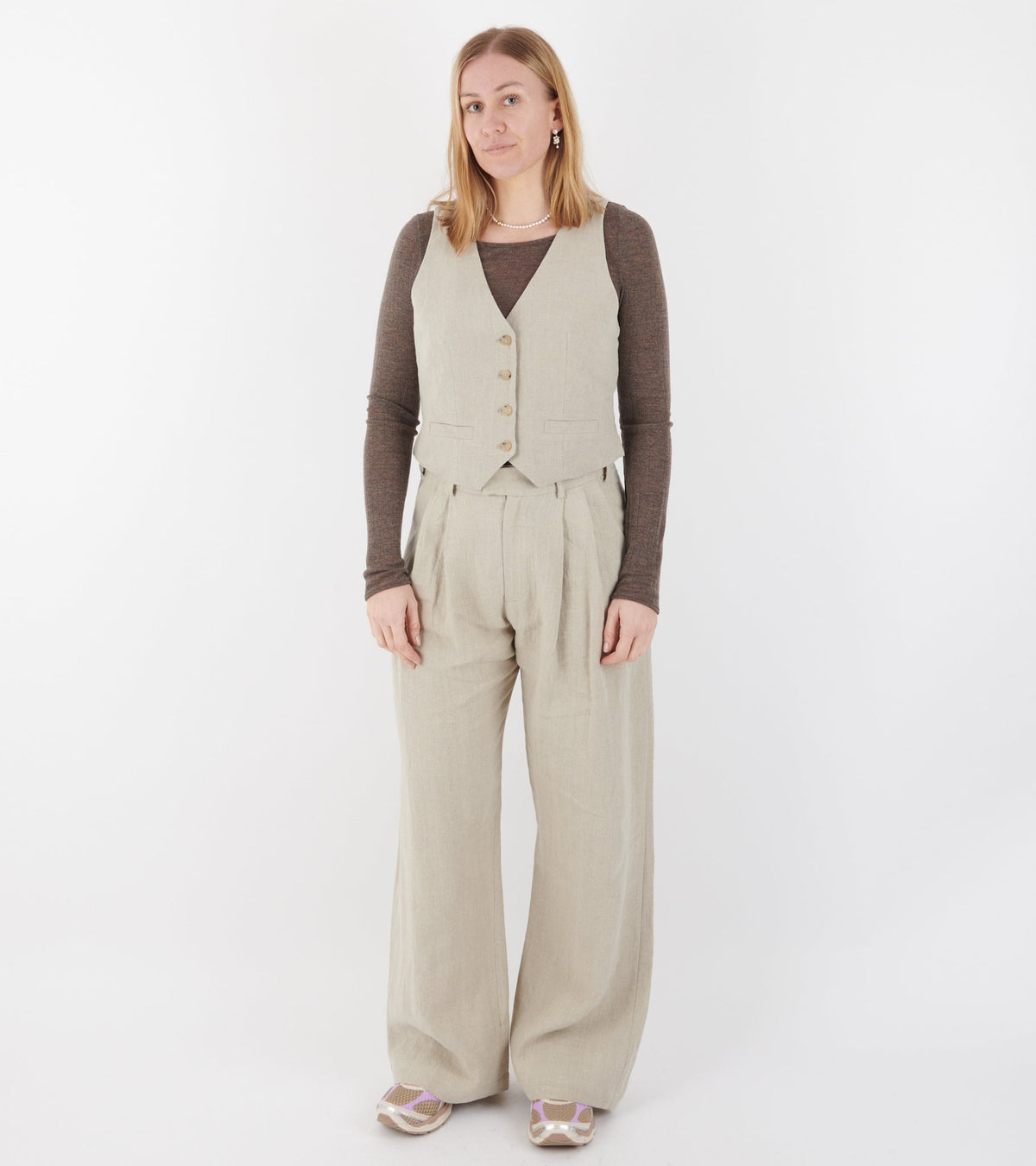 Linen Wide Box Pants Nature