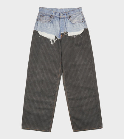 U Pinstripe Print Jeans Blue/Black