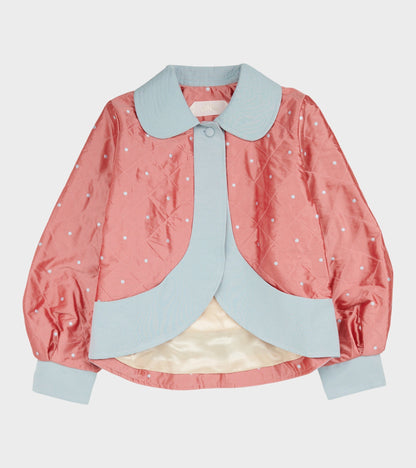 Daisy Jacket Silk Peach Blue Dots
