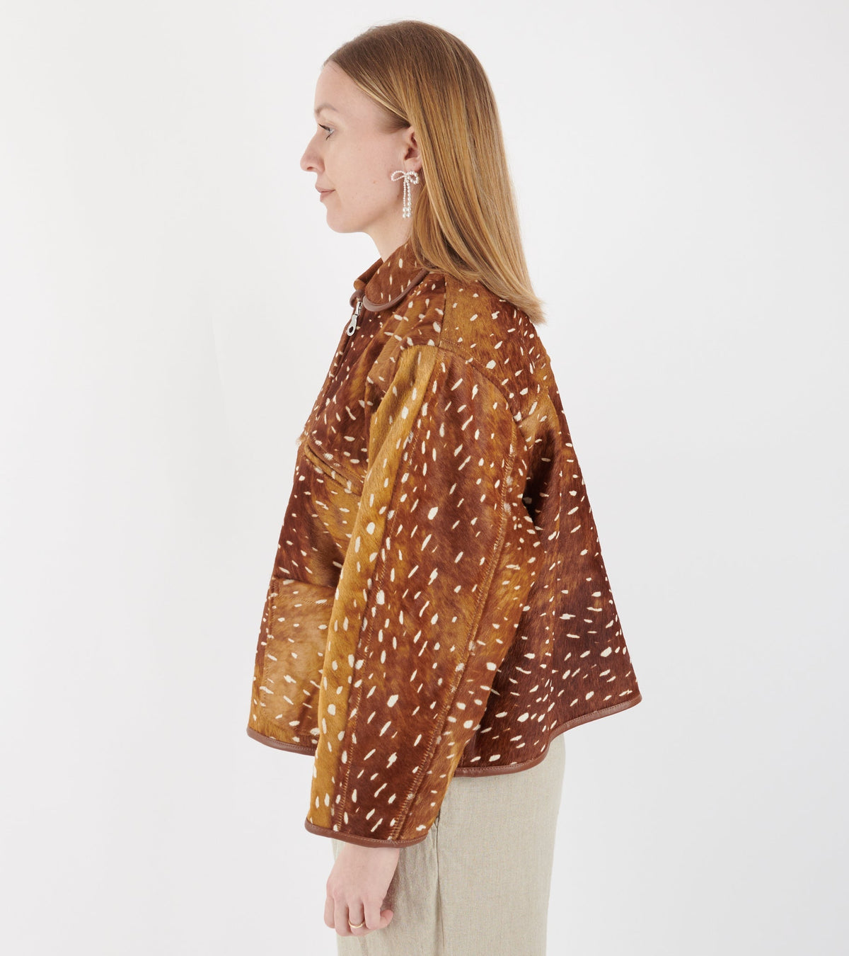 Deer Print Flying Jacket Brown