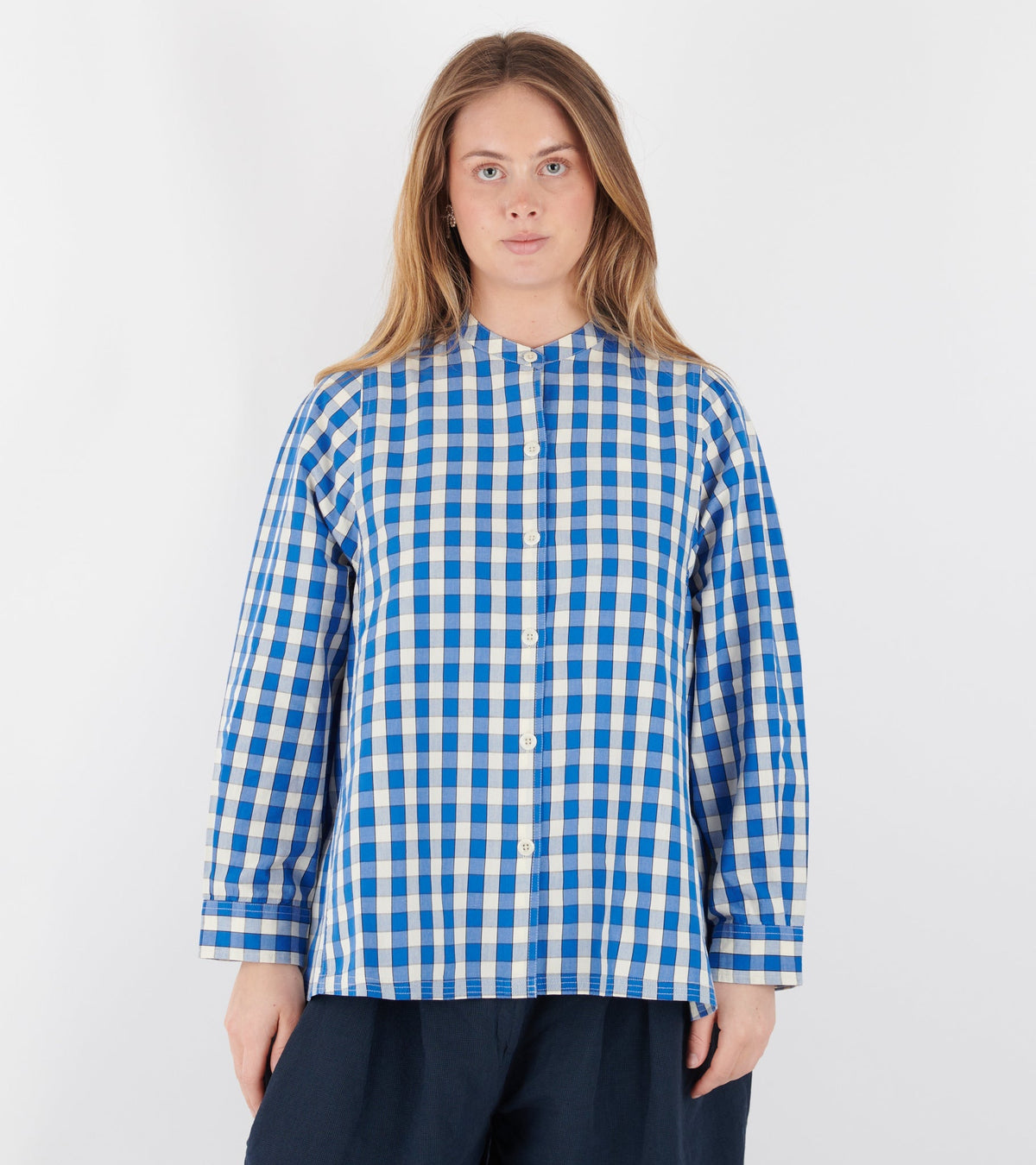 Alfresco Gingham Cotton Shirt Pacific Blue