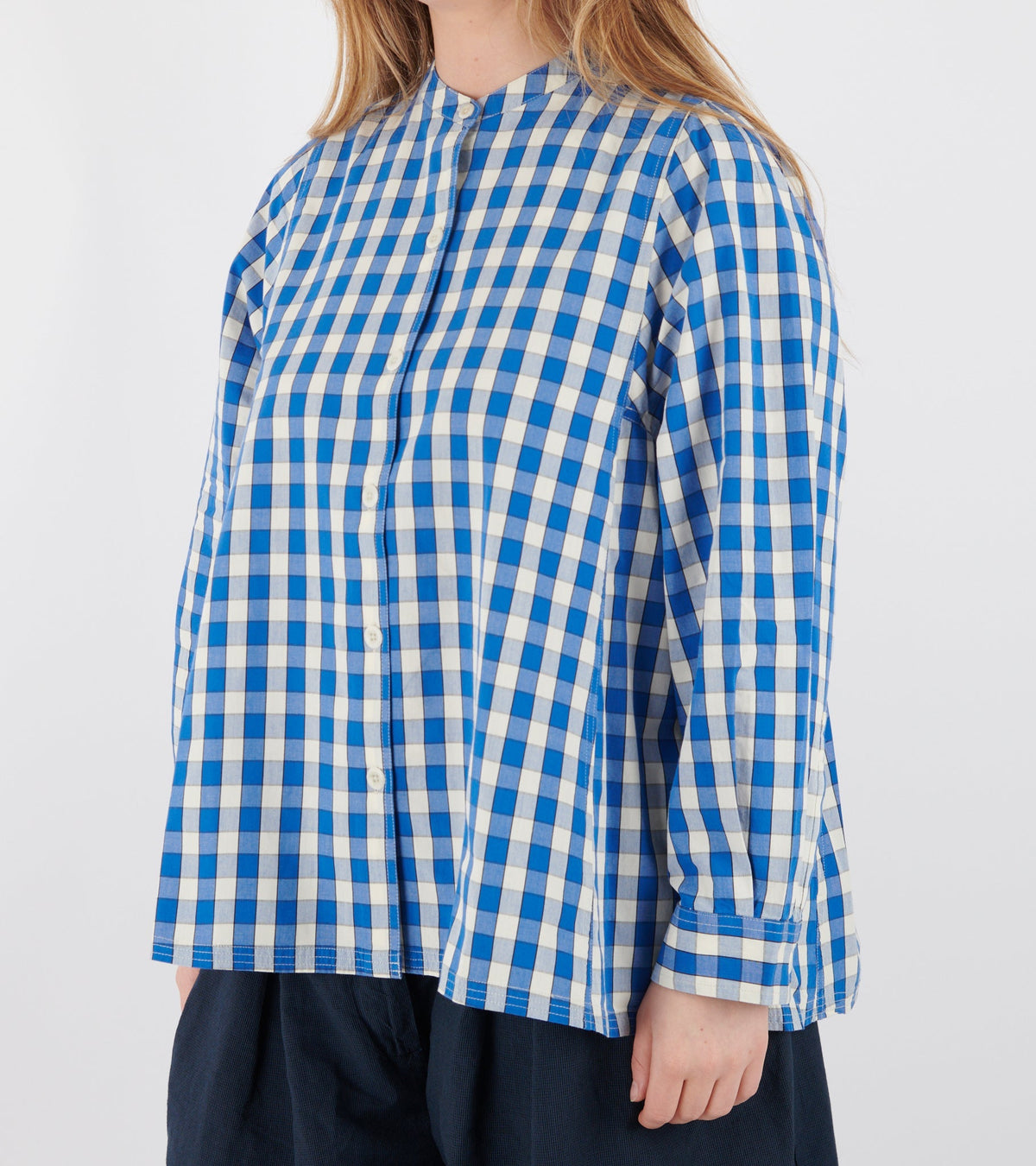 Alfresco Gingham Cotton Shirt Pacific Blue