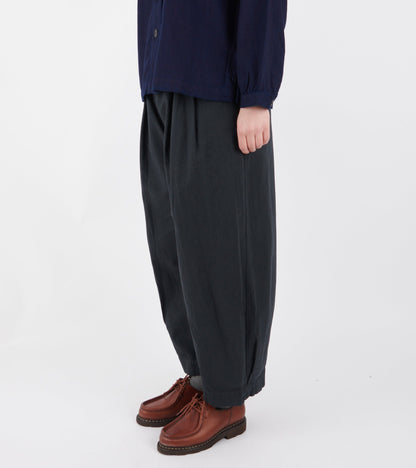 Cotton Linen Canvas Wide Leg Trousers Soft Black