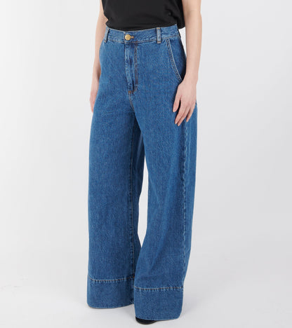 Hemp/Cotton Wide Leg Jeans Blue