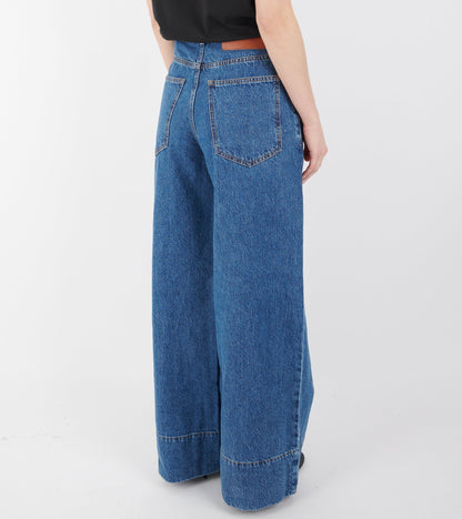 Hemp/Cotton Wide Leg Jeans Blue