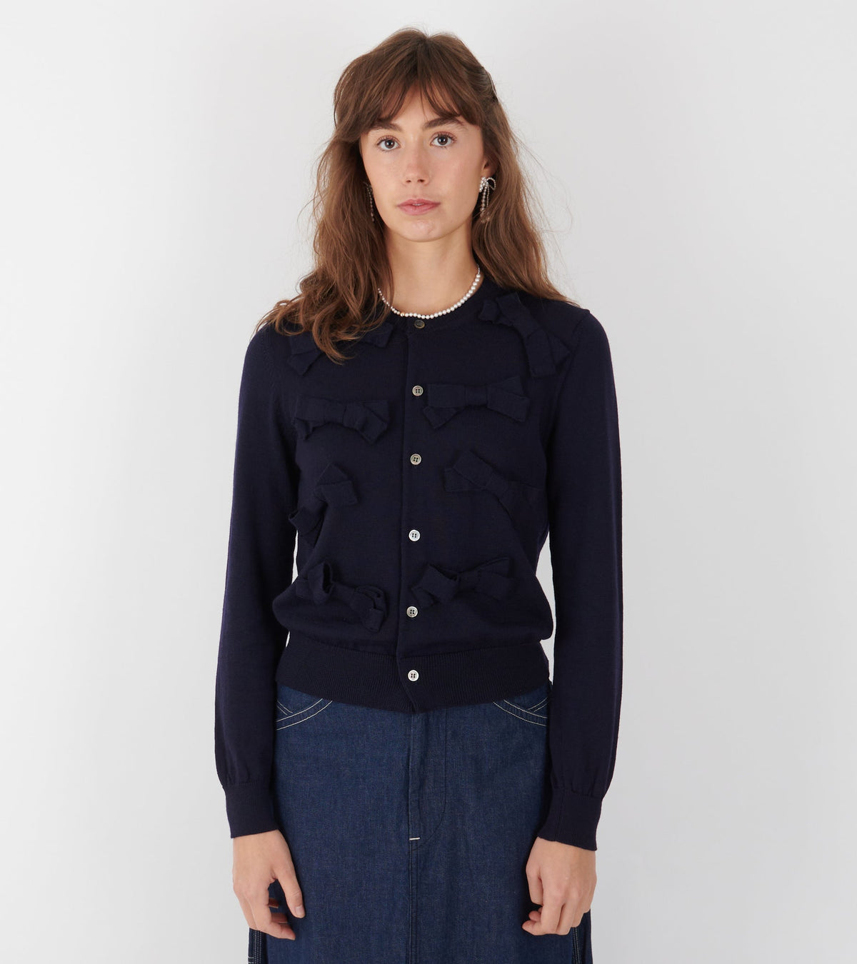 Bow Cardigan Navy