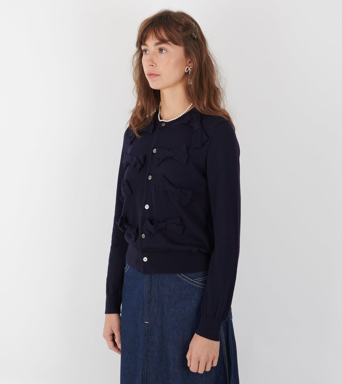 Bow Cardigan Navy