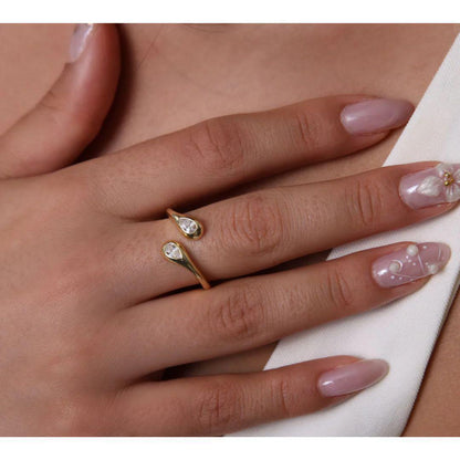 TWIN FLAME CZ RING GOLD