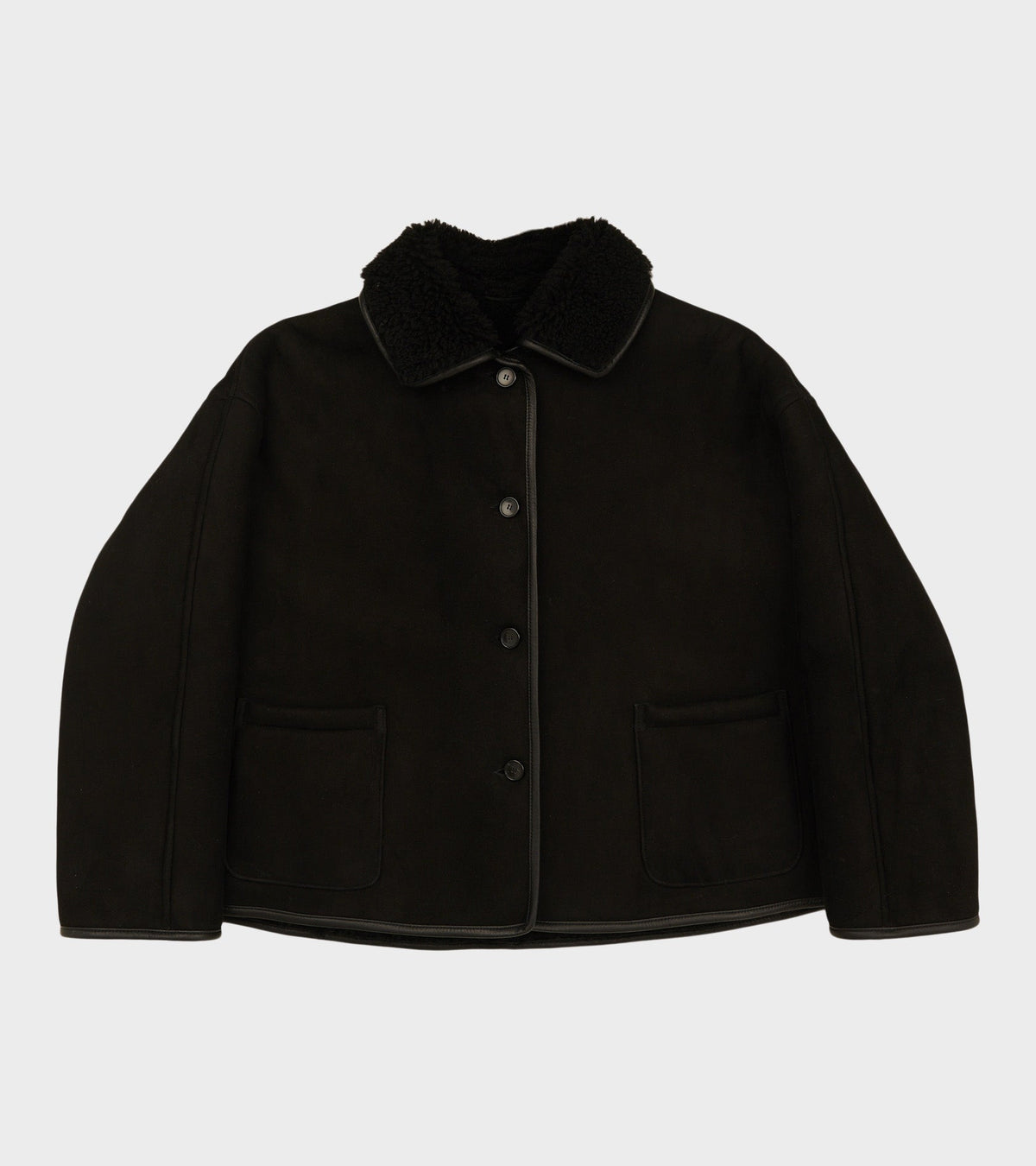 Suede Back Curly Hair Avis Jacket Black