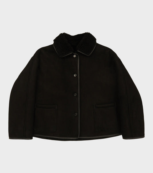 Suede Back Curly Hair Avis Jacket Black