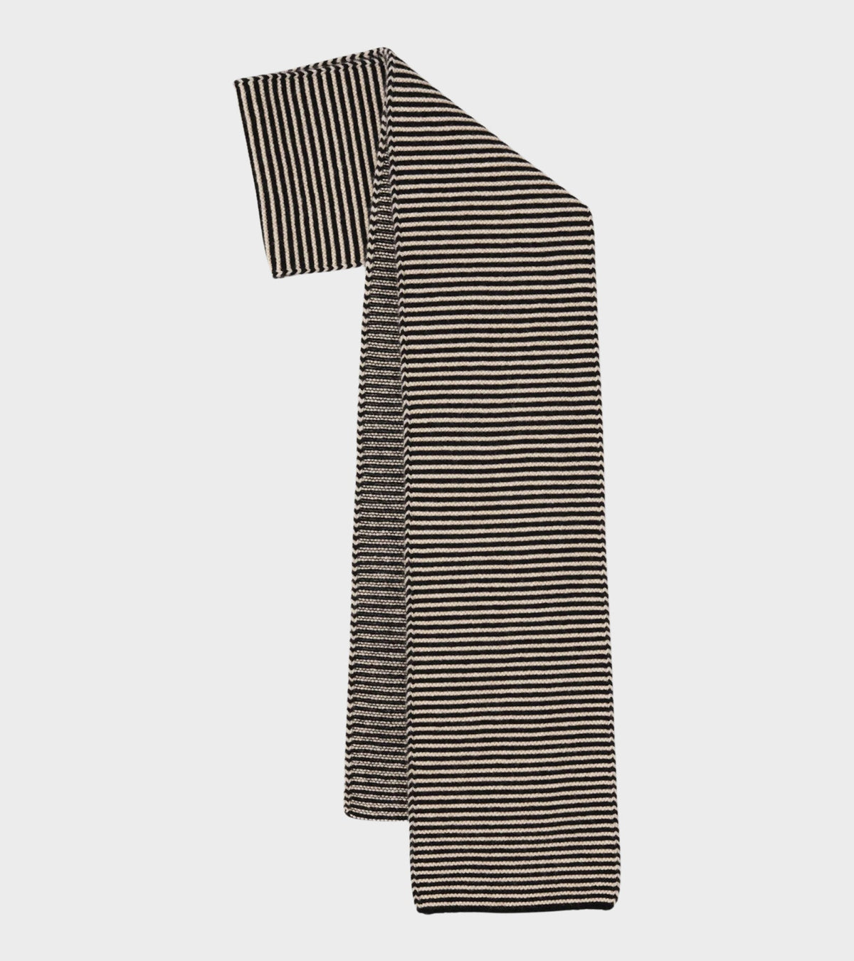 Large Striped Garter Stitch Scarf Black/Oatmeal