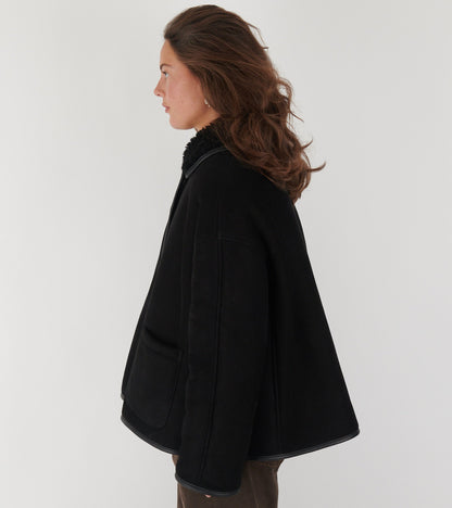 Suede Back Curly Hair Avis Jacket Black