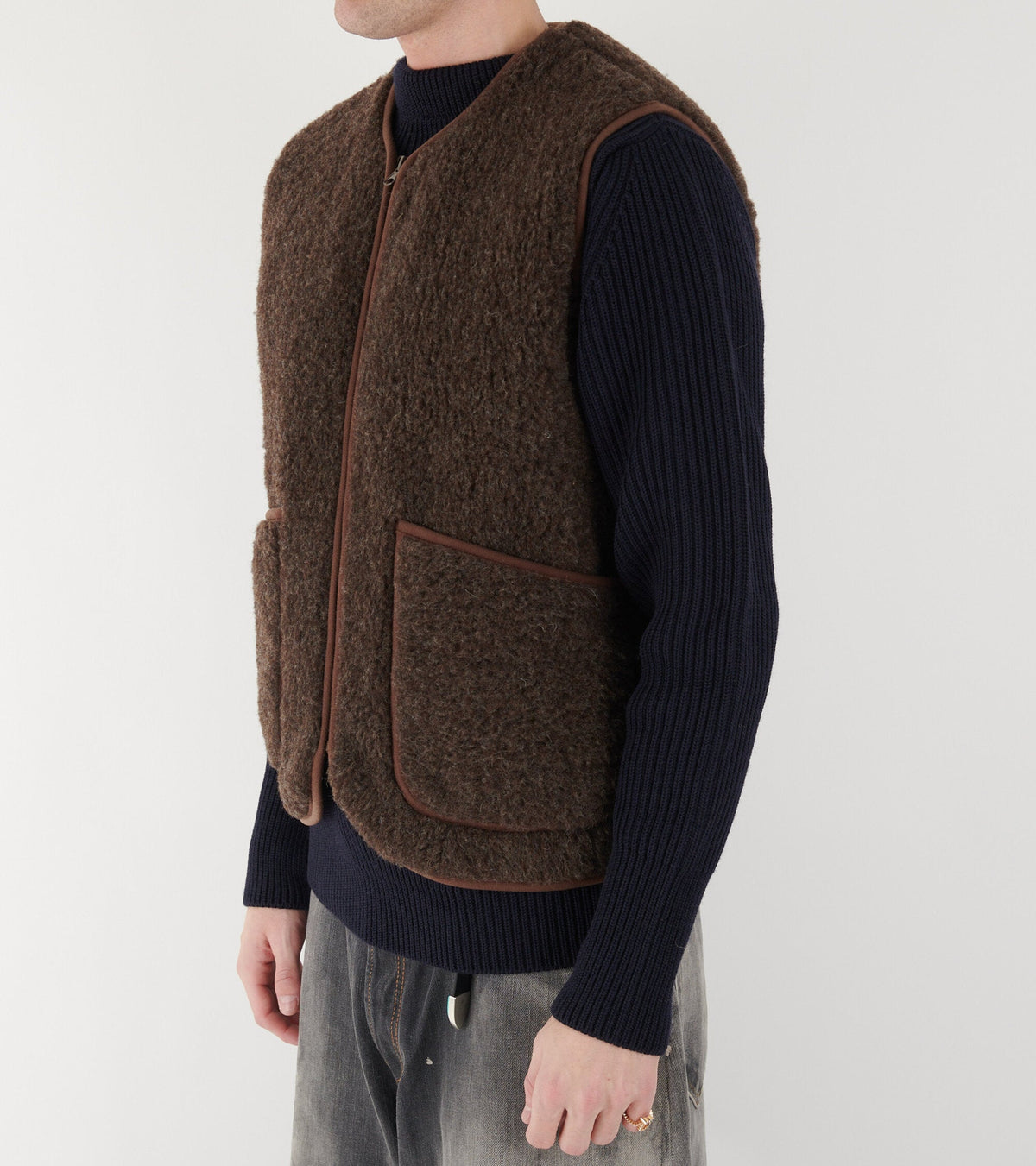 Zip Vest Dark Brown