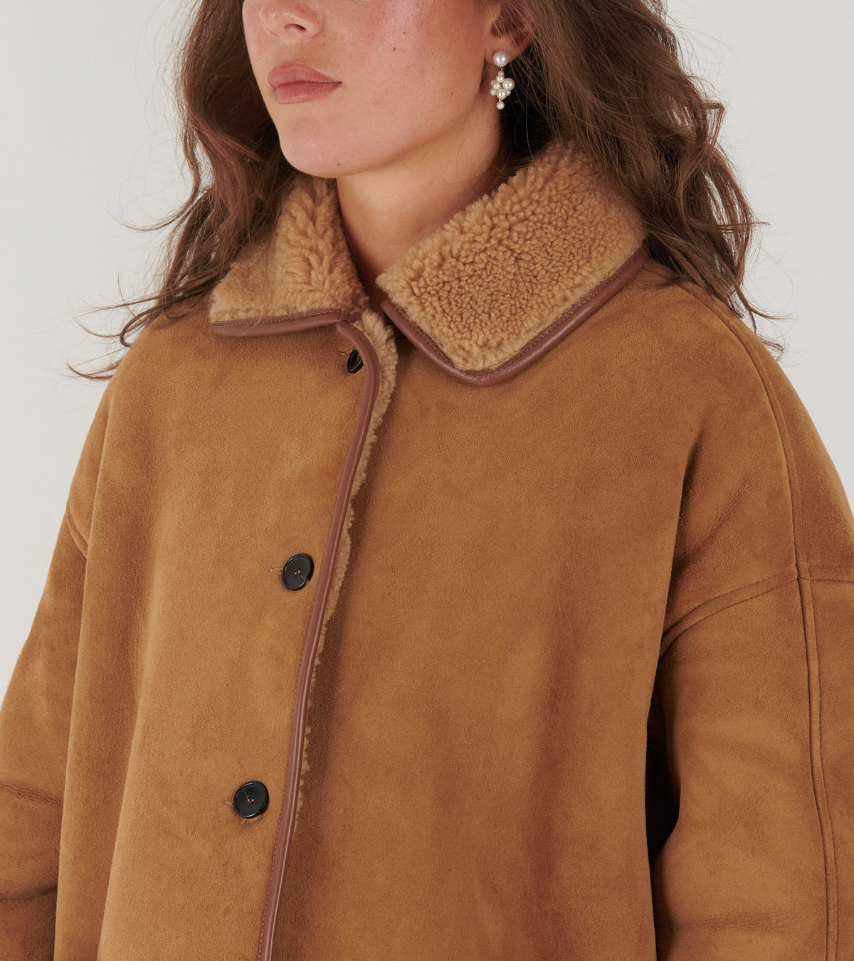 Suede Back Curly Hair Avis Jacket Tan