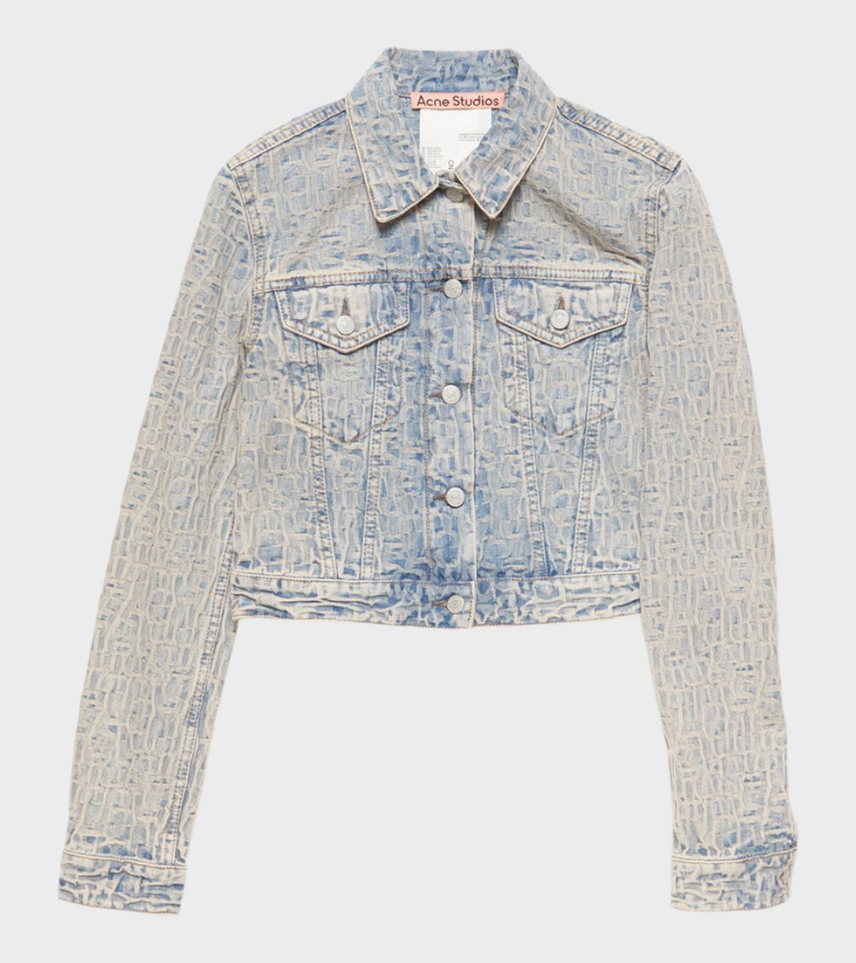 Cropped Monogram Denim Jacket Blue/Beige