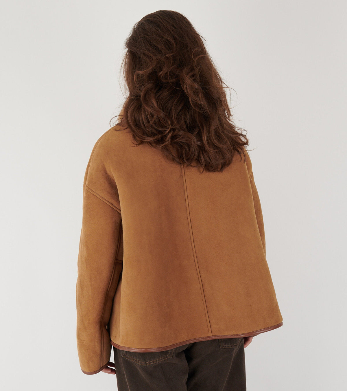 Suede Back Curly Hair Avis Jacket Tan