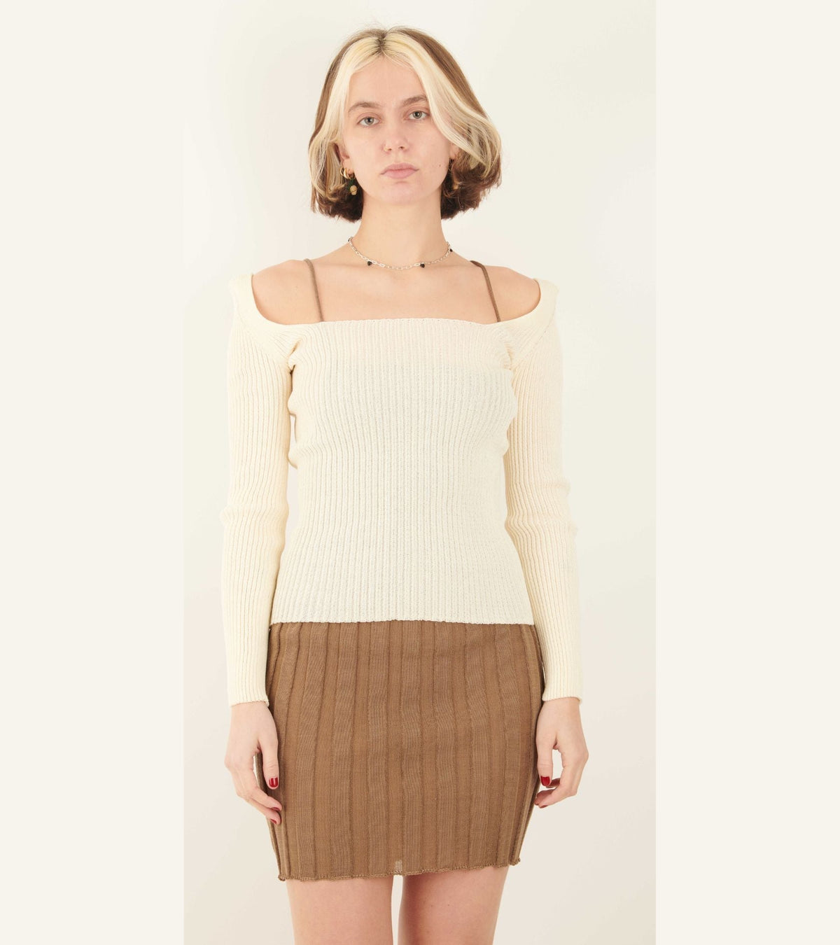 Emma Square Neck Top Ecru