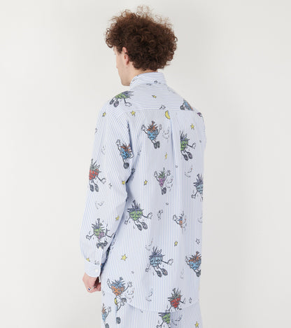 Strawbabies Button Down Shirt Blue/White