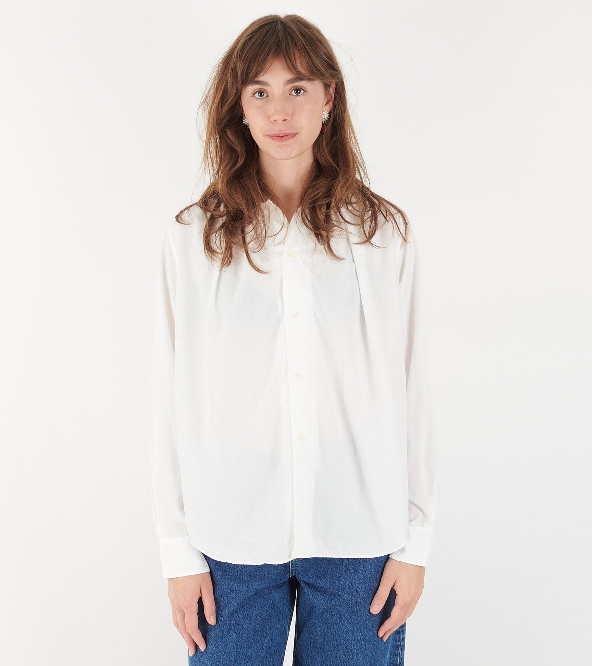 Round Collar Shirt White
